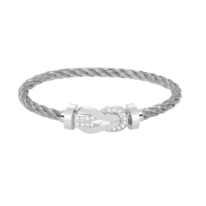 [baslovejewels]CHANCE LARGE 8 FIGURE BUCKLE HALF DIAMOND BRACELET SILVER