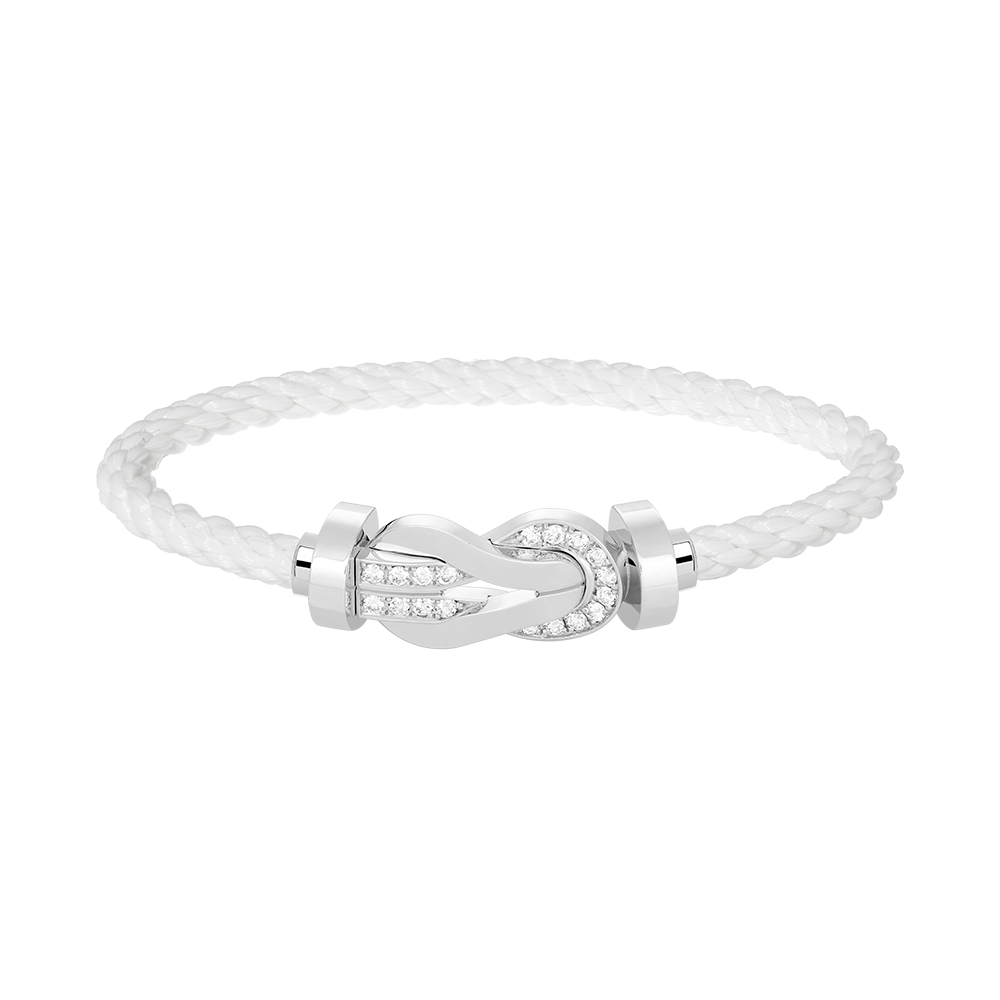 [baslovejewels]CHANCE LARGE 8 FIGURE BUCKLE HALF DIAMOND BRACELET SILVER