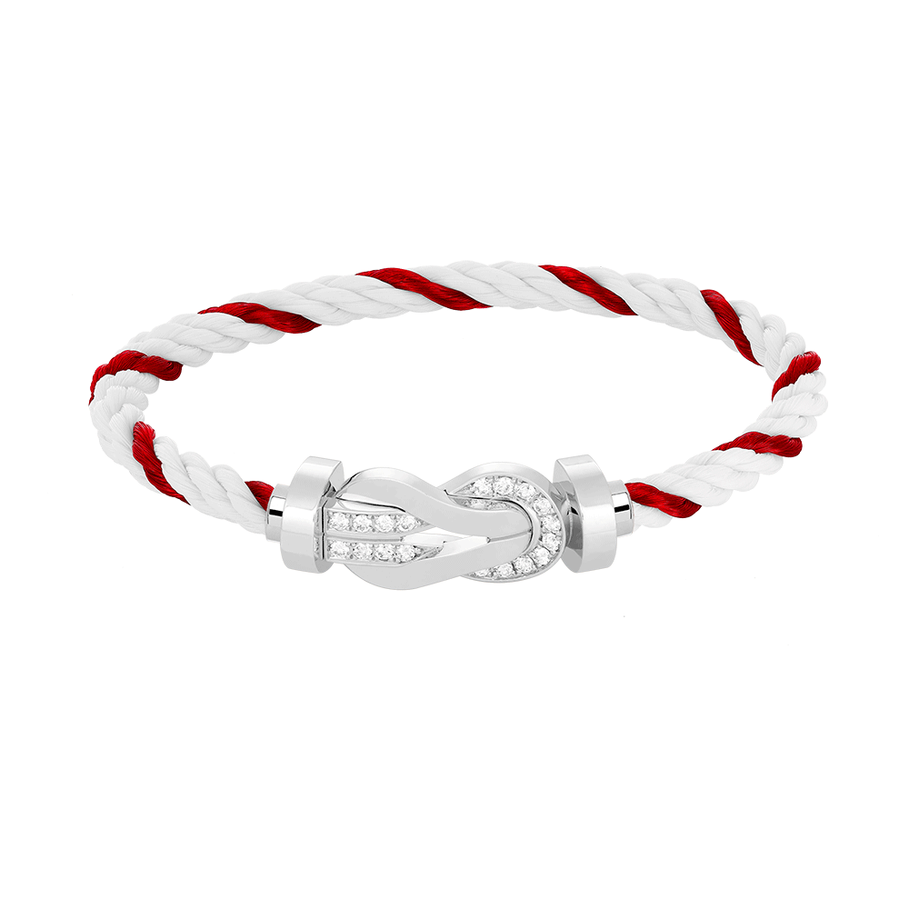 [baslovejewels]CHANCE LARGE 8 FIGURE BUCKLE HALF DIAMOND BRACELET SILVER