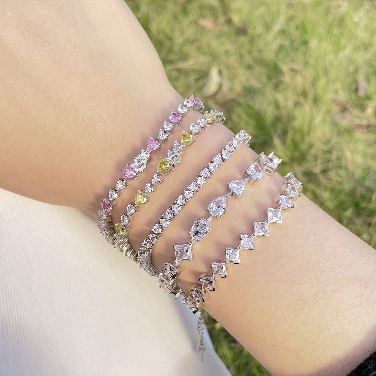 [baslovejewels]0.5 Carat Ornate Princess Cut Daily Bracelet