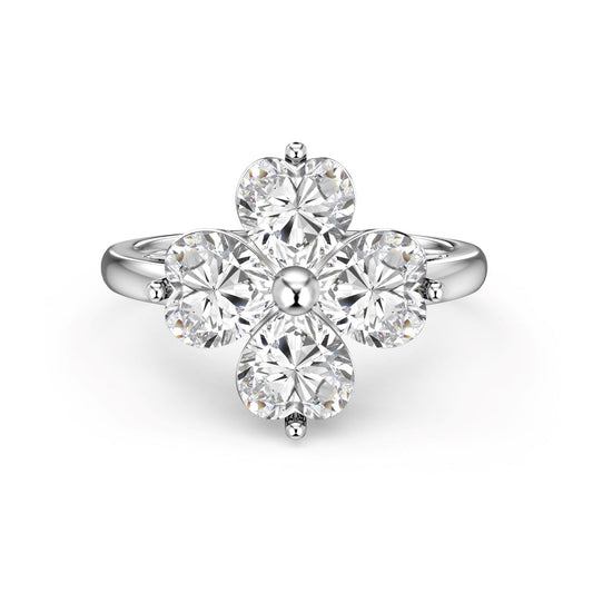 [baslovejewels]Heart-shaped Four-Leaf Clover Ball Ring