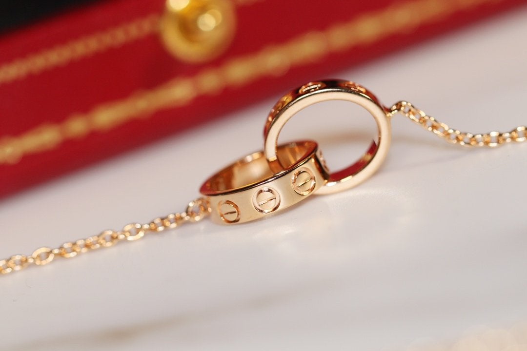 [baslovejewels]LOVE NECKLACE PINK GOLD AND SILVER