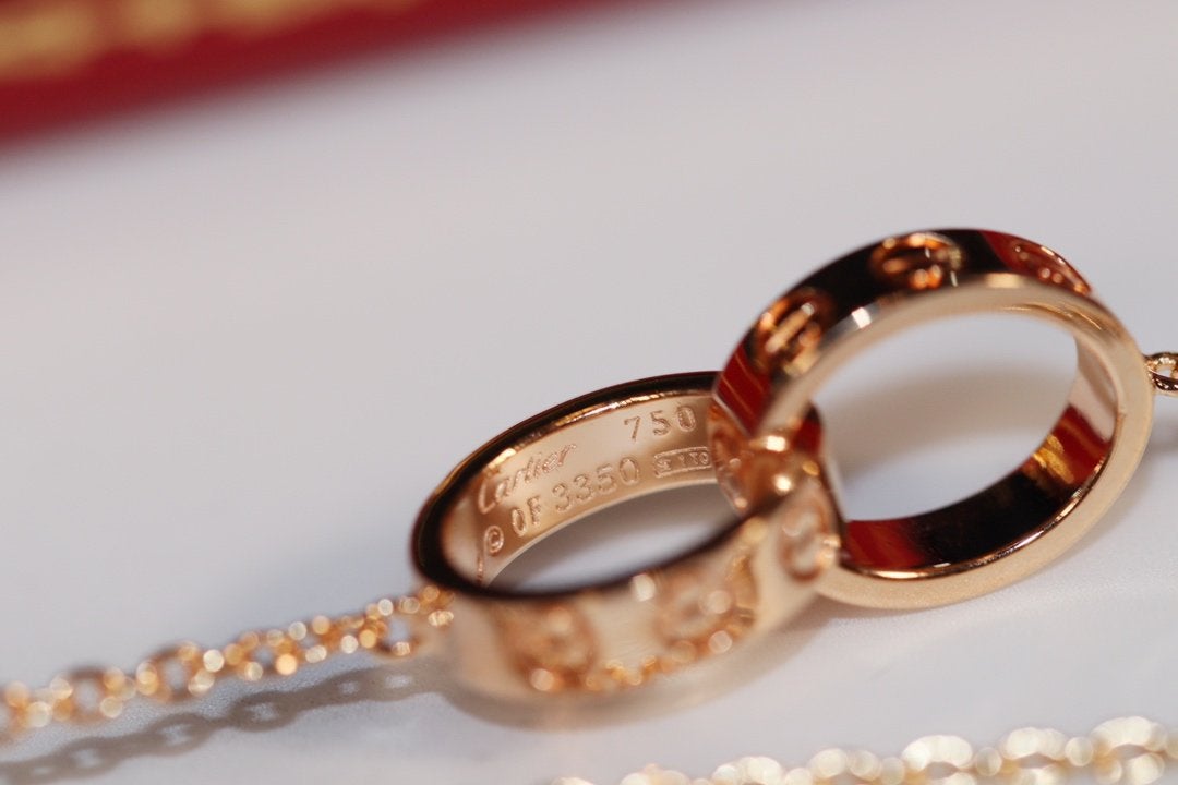 [baslovejewels]LOVE NECKLACE PINK GOLD AND SILVER