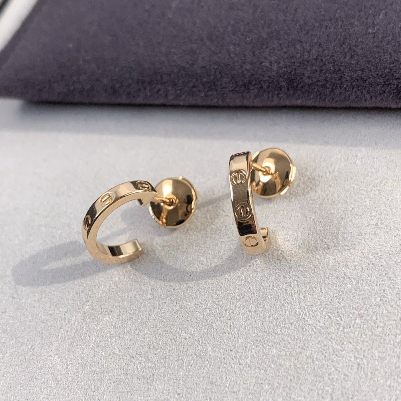 [baslovejewels]LOVE EARRINGS 2.65MM PINK GOLD