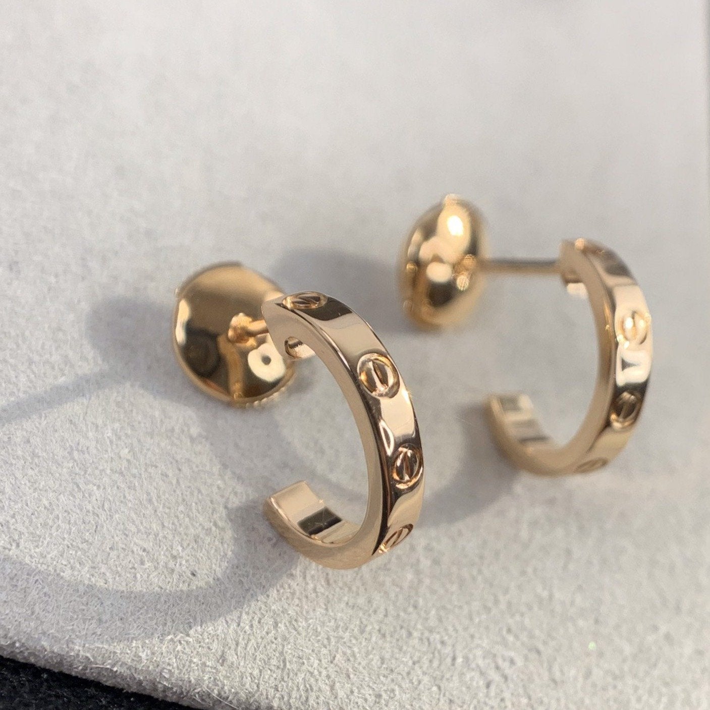 [baslovejewels]LOVE EARRINGS 2.65MM PINK GOLD