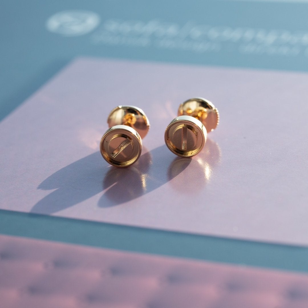 [baslovejewels]LOVE EARRINGS PINK GOLD 10MM