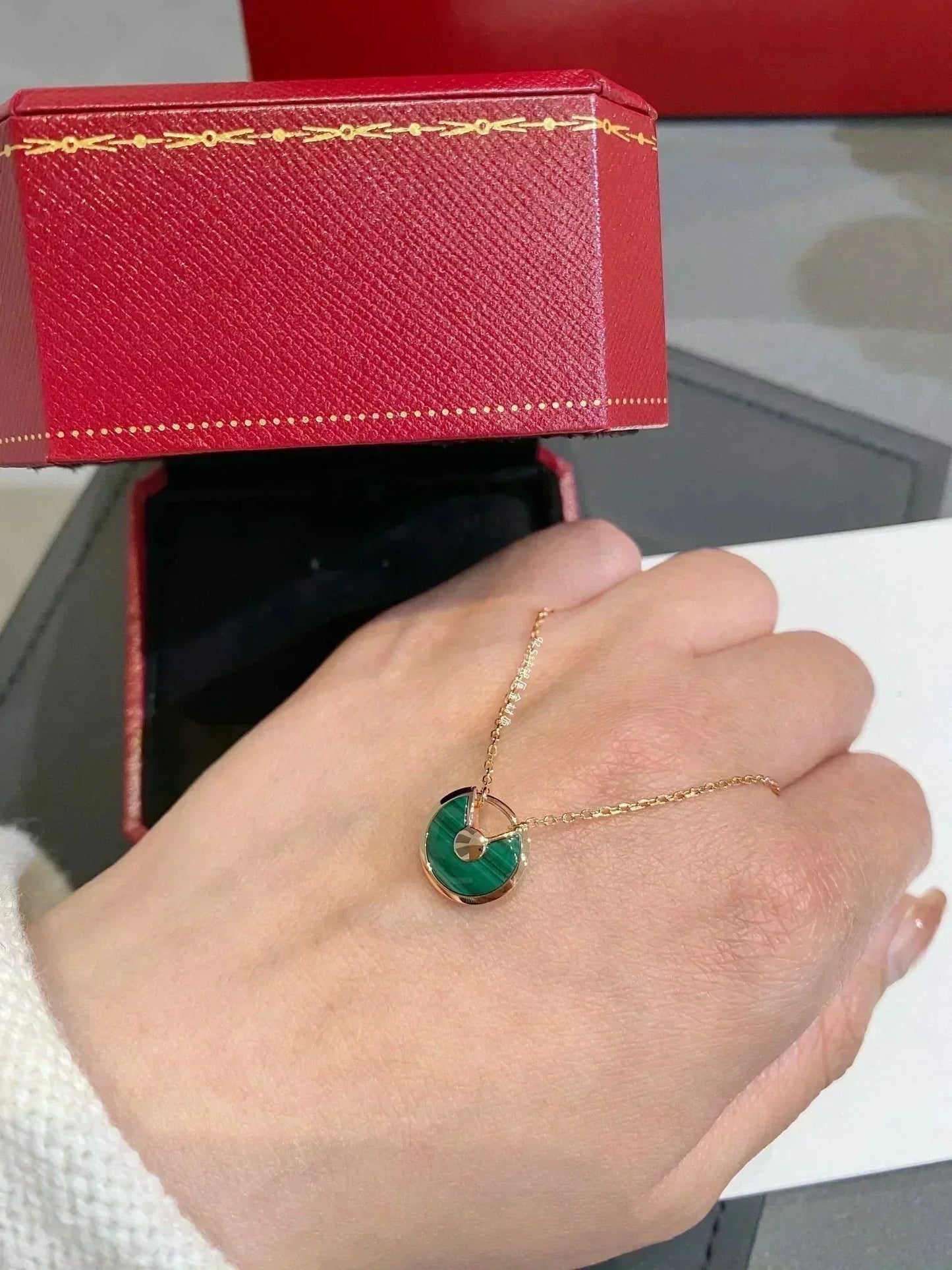 [baslovejewels]AMULETTE ROSE GOLD MALACHITE NECKLACE