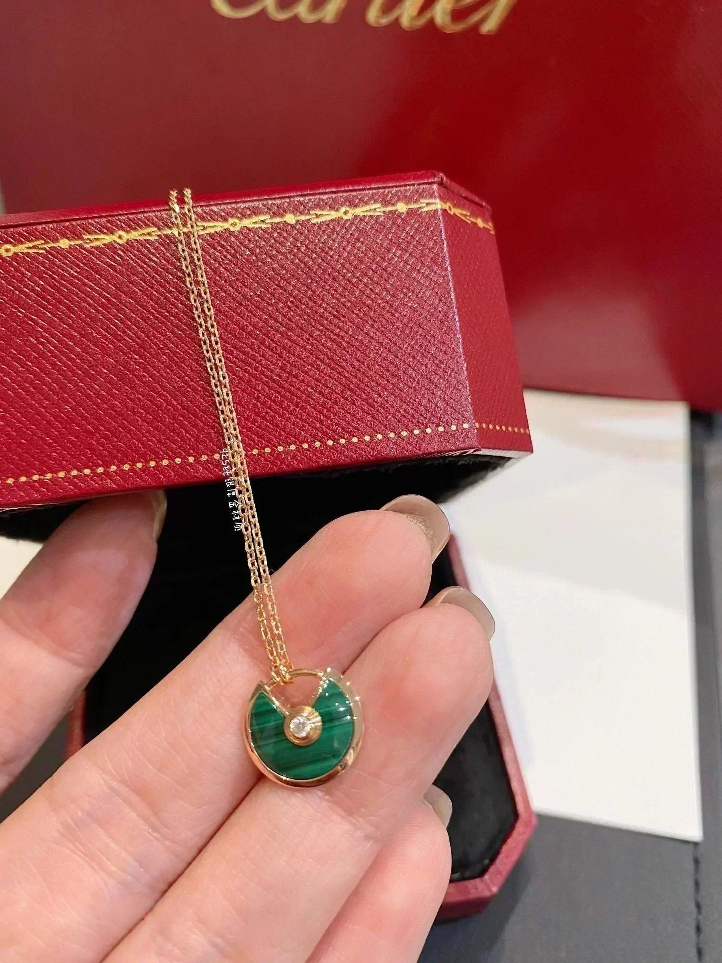 [baslovejewels]AMULETTE ROSE GOLD MALACHITE NECKLACE