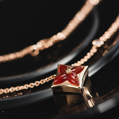 [baslovejewels]STAR NECKLACE PINK GOLD 1 DIAMOND