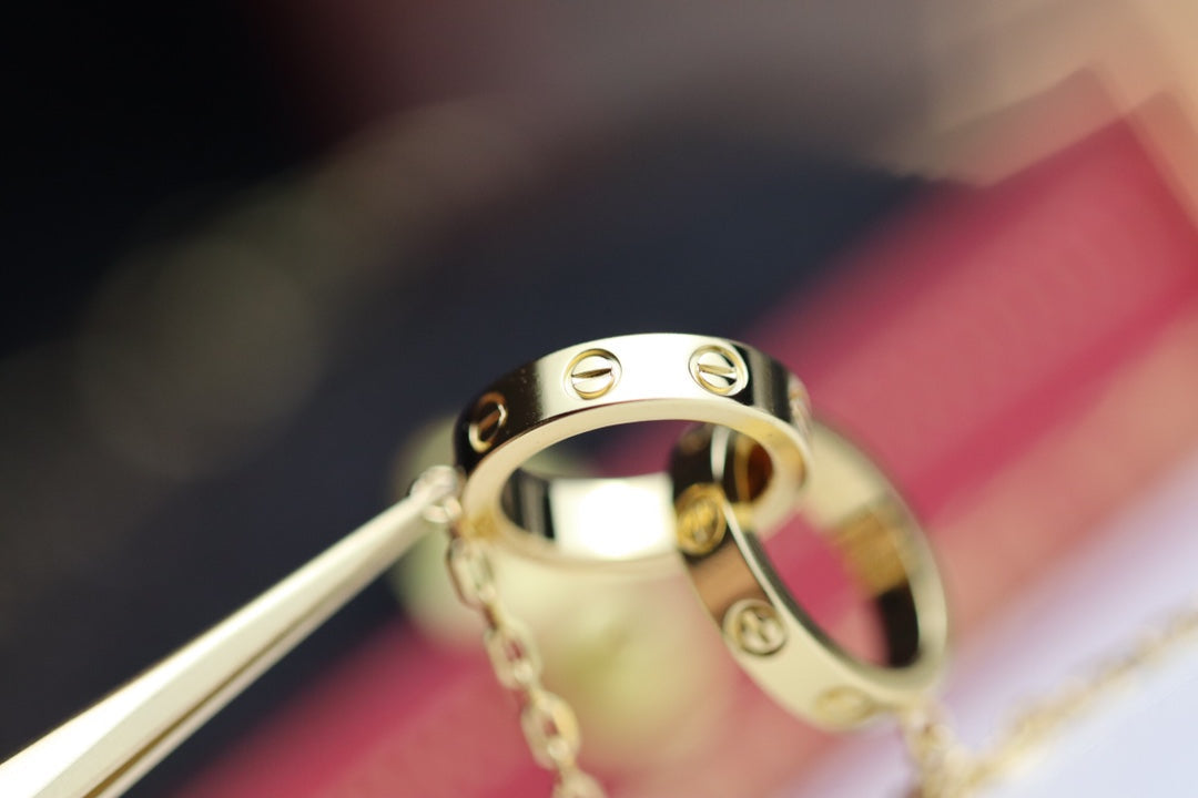 [baslovejewels]LOVE NECKLACE DOUBLE RING GOLD
