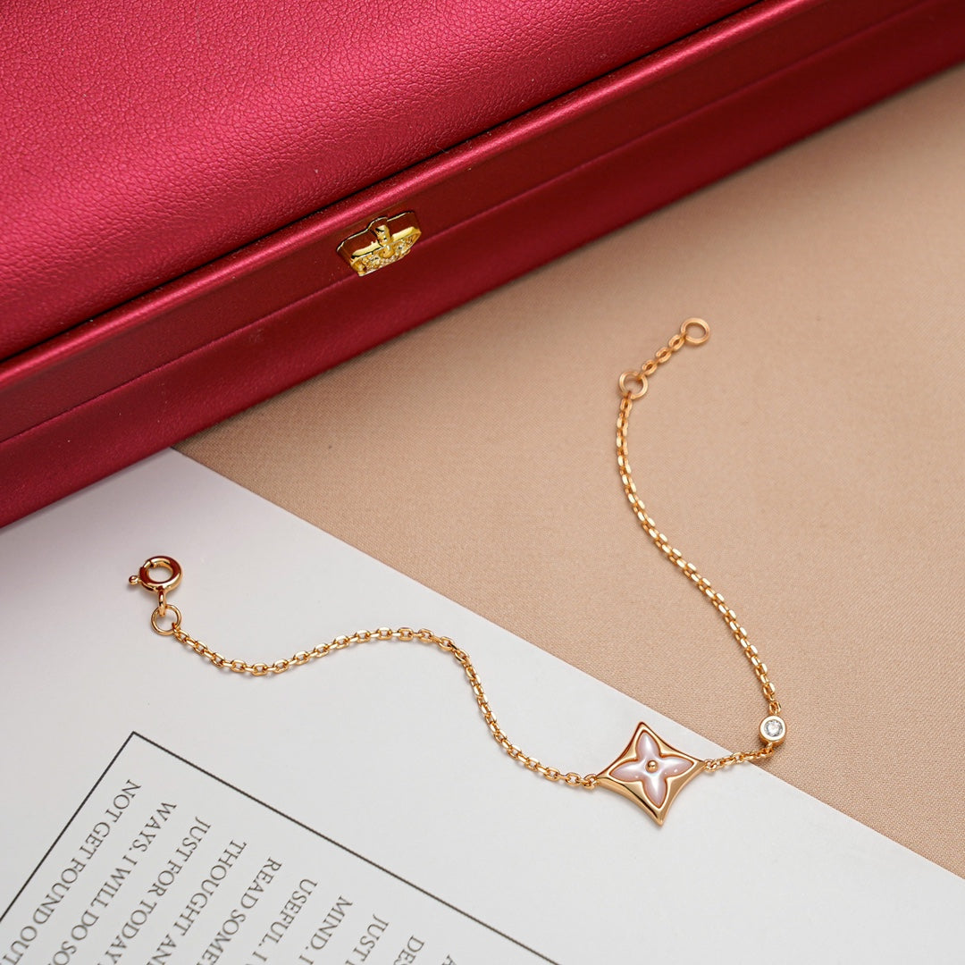 [baslovejewels]STAR 1 DIAMOND PINK GOLD BRACELET