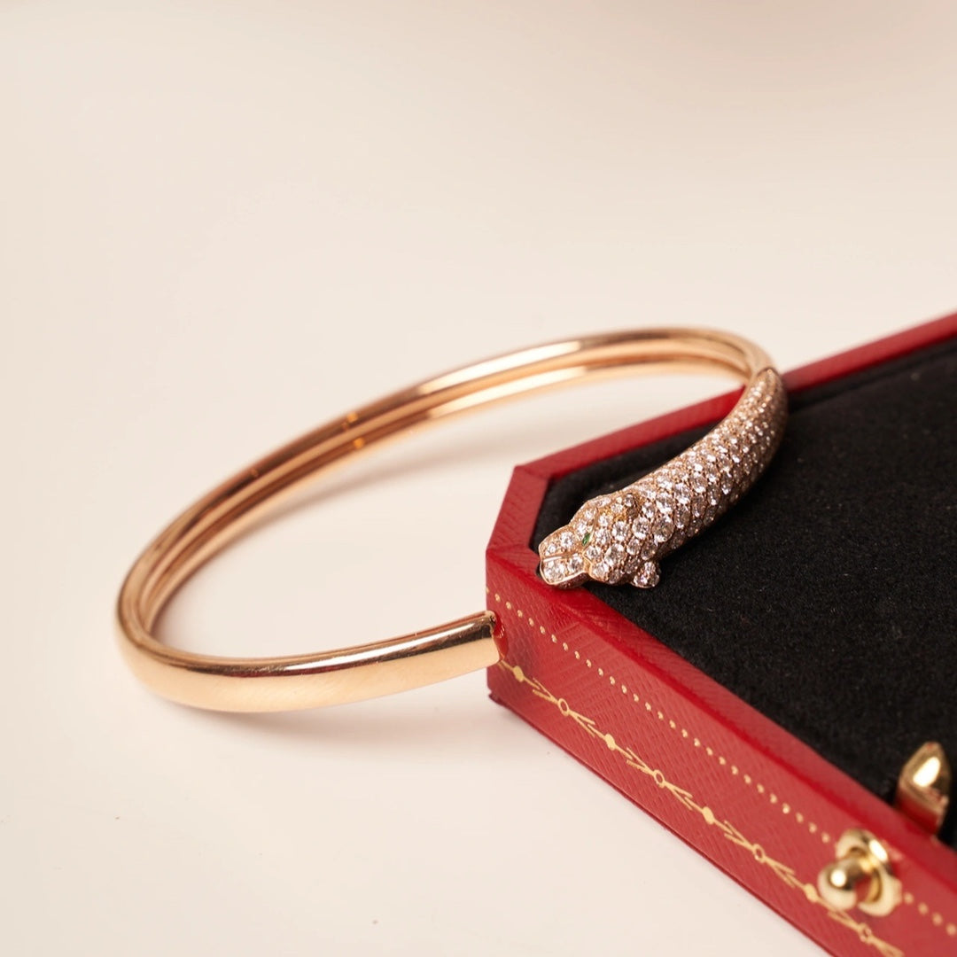 [baslovejewels]PANTHERE ROSE GOLD DIAMOND OPEN BRACELET