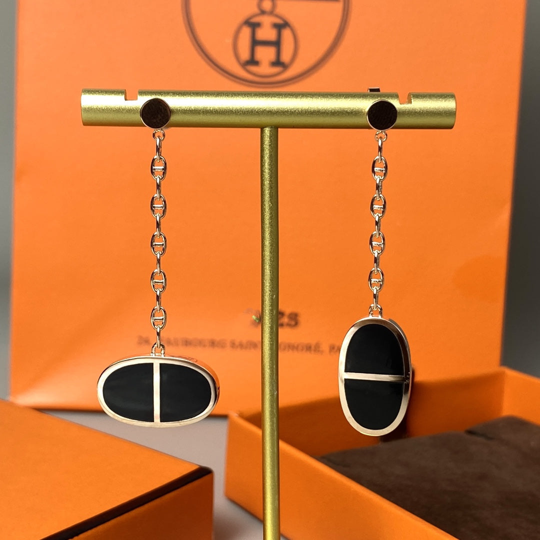 [baslovejewels]CHAINE VERSO BLACK CERAMIC EARRINGS