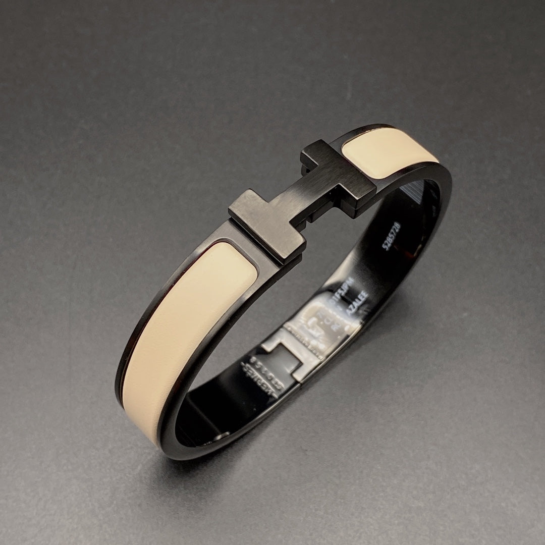 [baslovejewels]H BRACELET 12MM BLACK BEIGE CERAMIC