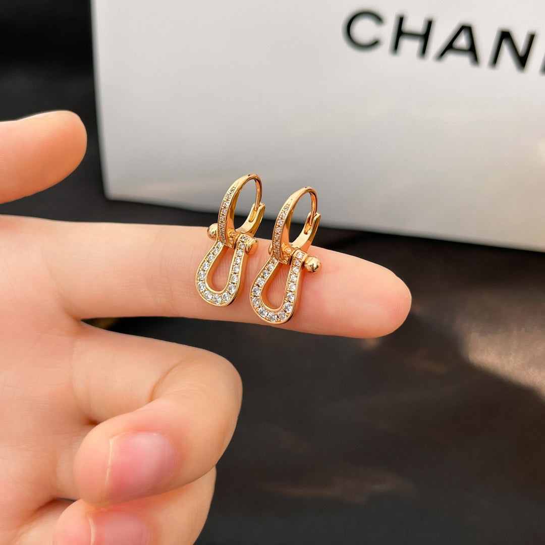 [baslovejewels]FORCE 10 FULL DIAMOND DROP EARRINGS MEDIUM MODEL