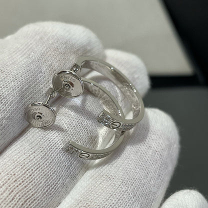 [baslovejewels]LOVE DIAMOND SILVER HOOP EARRINGS