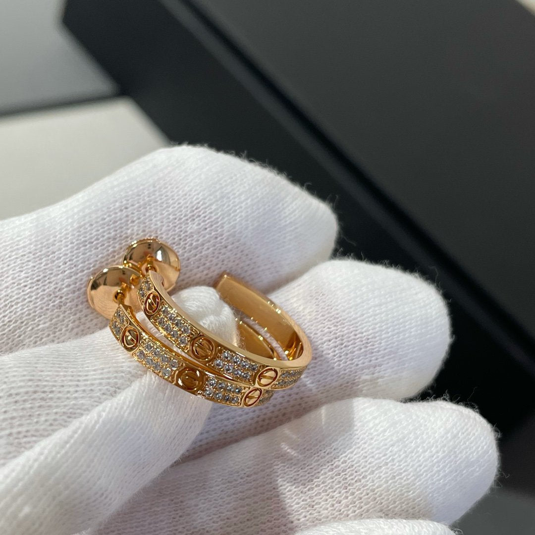 [baslovejewels]LOVE DIAMOND PINK GOLD HOOP EARRINGS