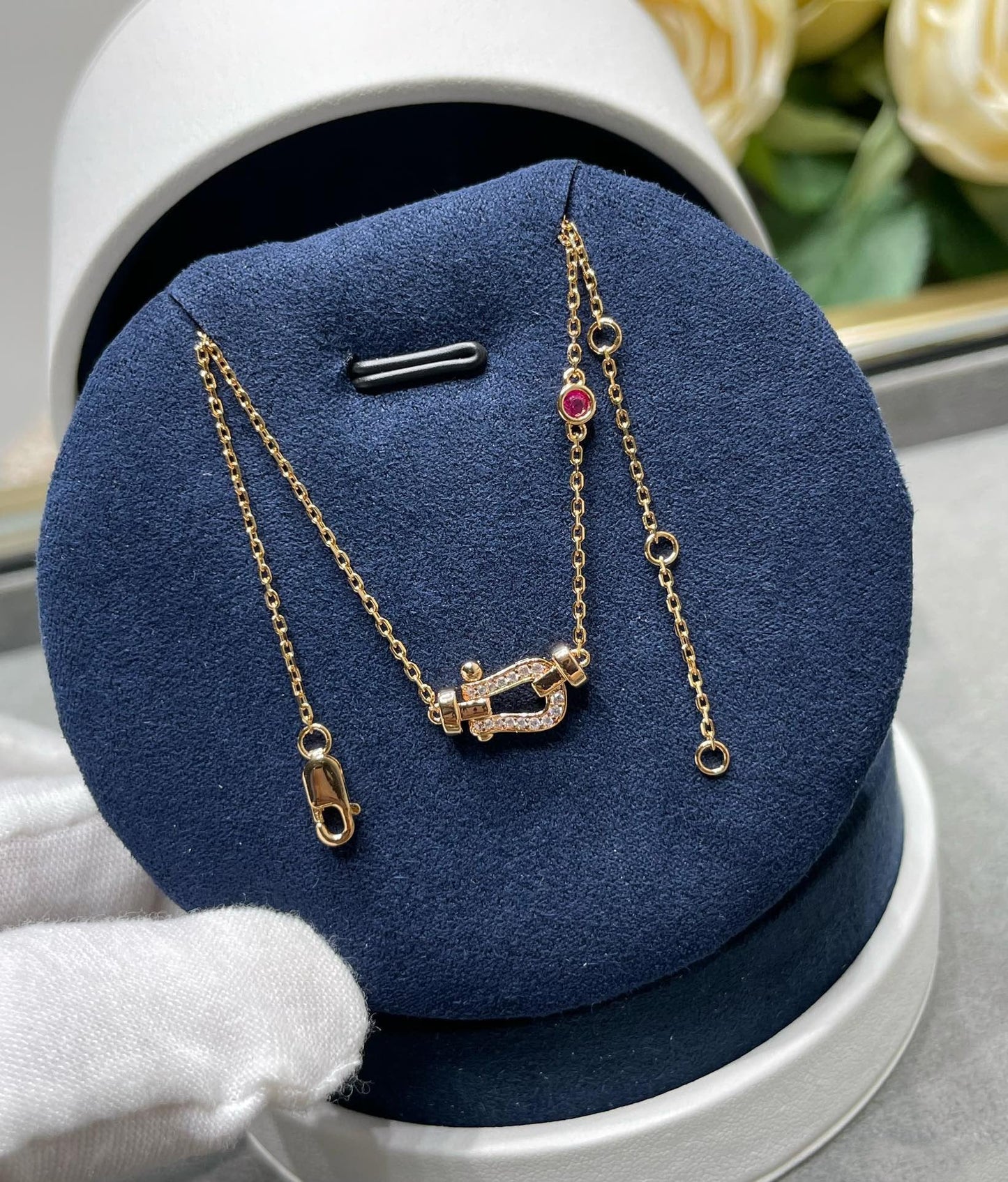 [baslovejewels]FORCE 10 DIAMOND PINK GOLD NECKLACE