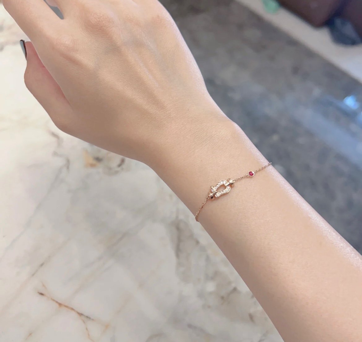 [baslovejewels]FORCE 10 DIAMOND CHAIN LINK PINK GOLD BRACELET