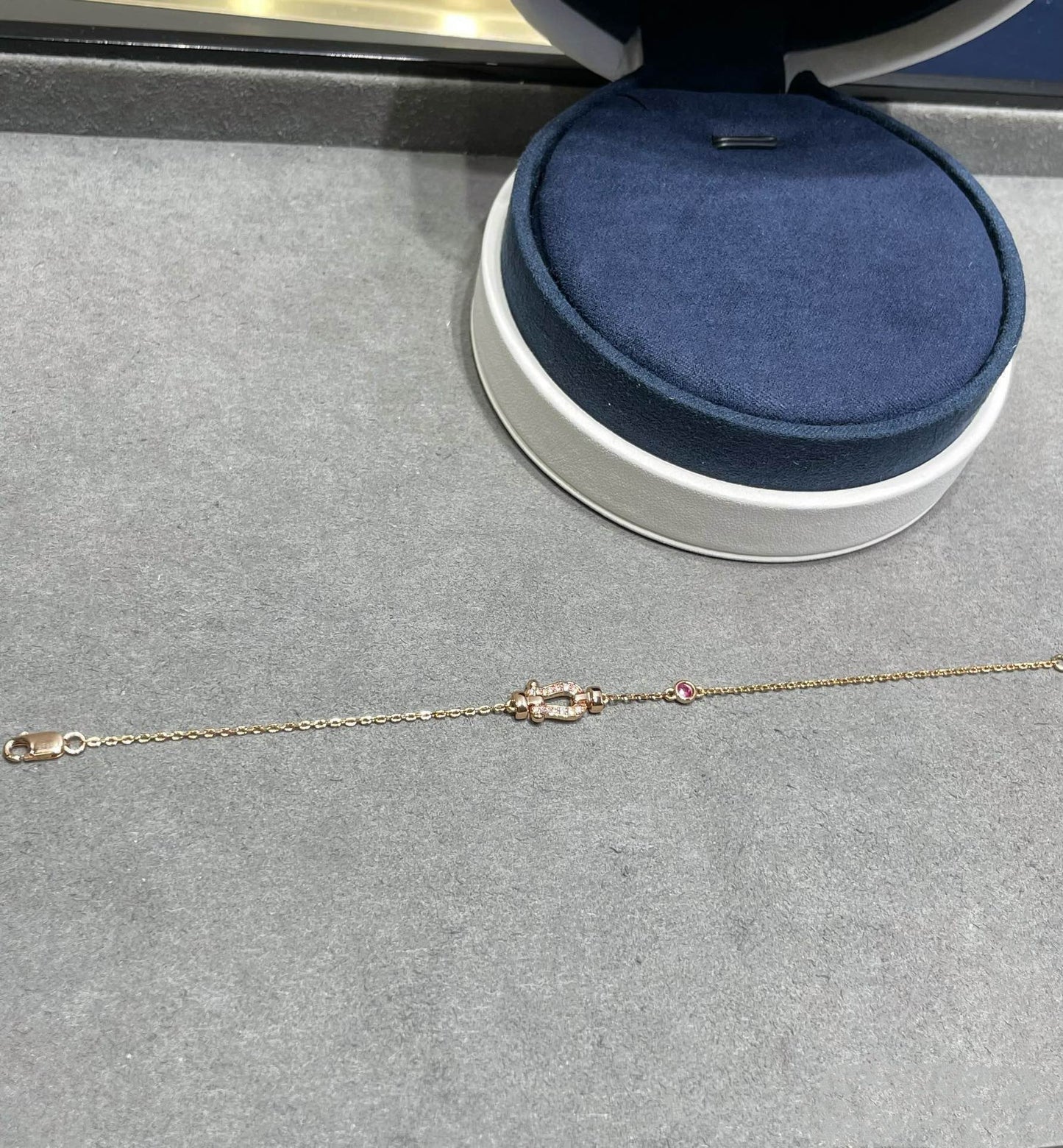 [baslovejewels]FORCE 10 DIAMOND CHAIN LINK PINK GOLD BRACELET