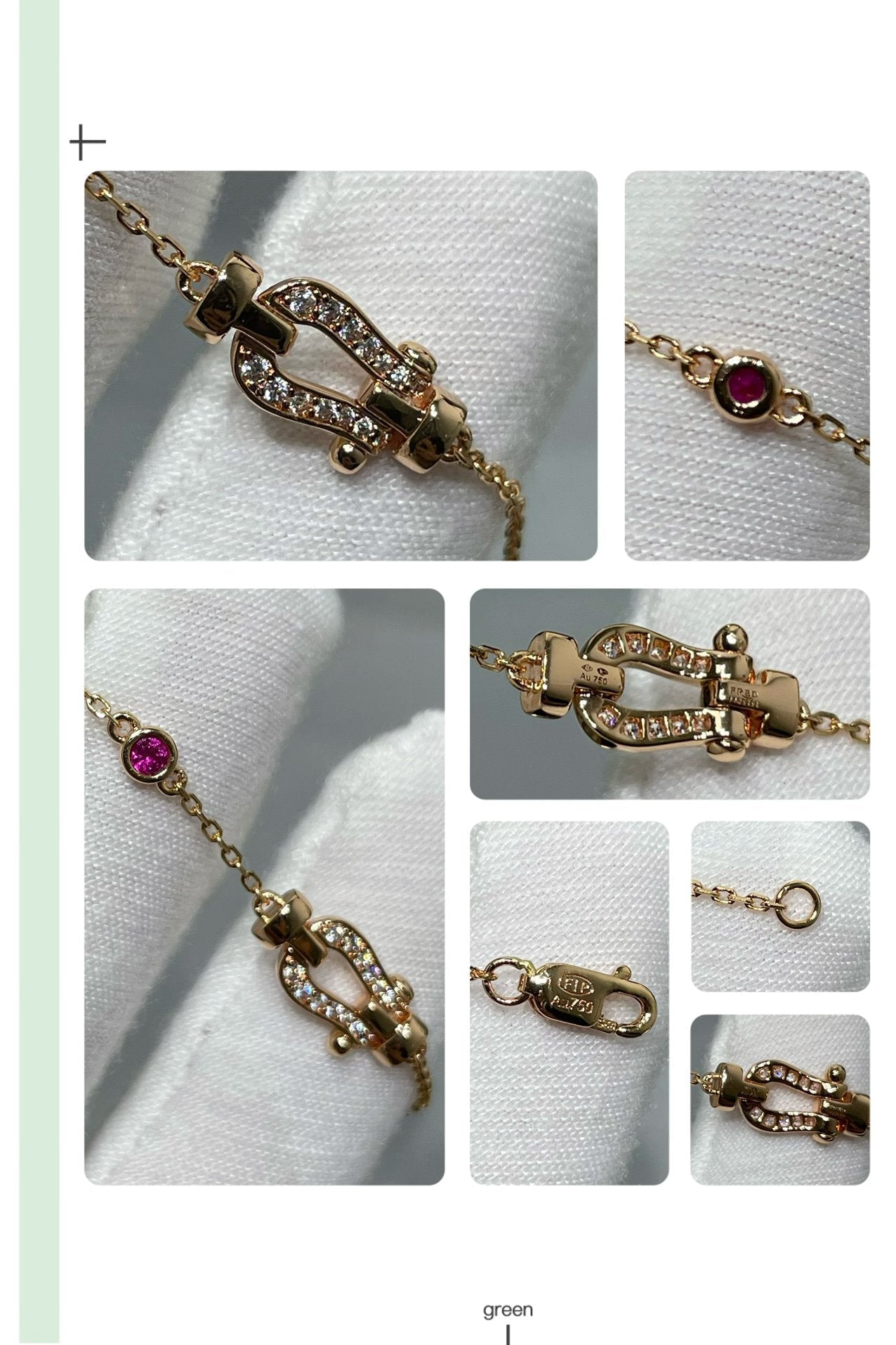 [baslovejewels]FORCE 10 DIAMOND CHAIN LINK PINK GOLD BRACELET
