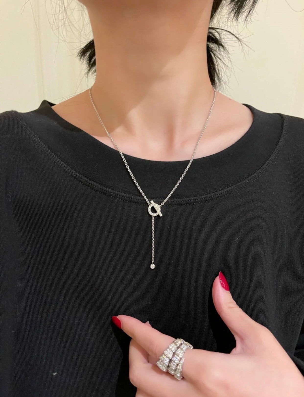 [baslovejewels]FINESSE SILVER DIAMOND NECKLACE