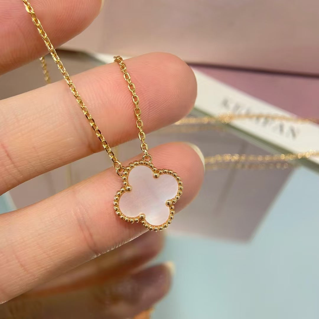 [basloveJW]CLOVER 15MM PINK MOTHER-OF-PEARL NECKLACE
