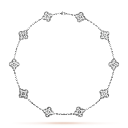 [baslovejewels]CLOVER 10 MOTIFS DIAMOND NECKLACE