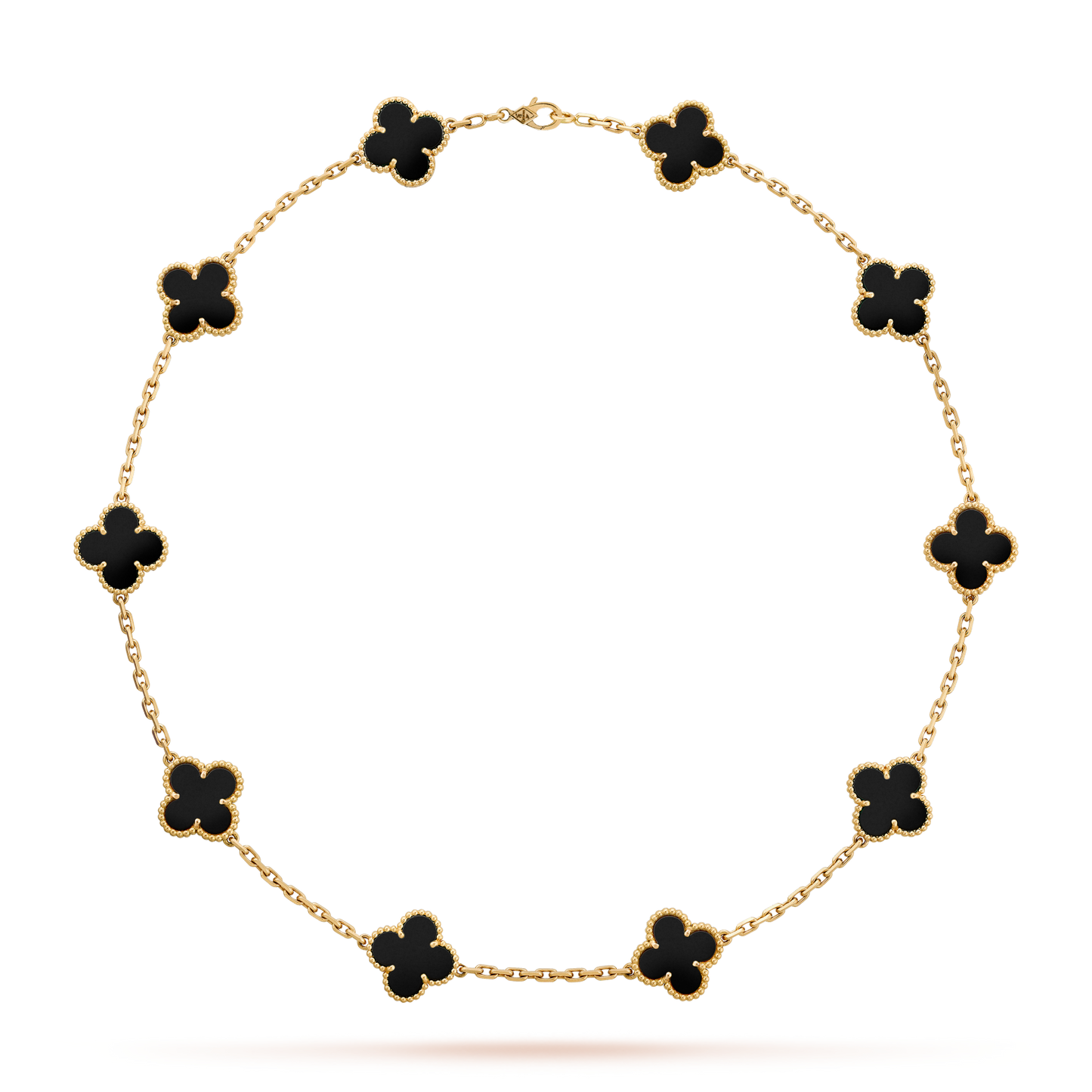 [baslovejewels]CLOVER 10 MOTIFS ONYX NECKLACE