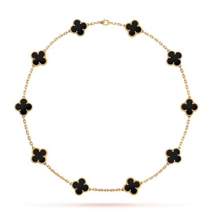 [baslovejewels]CLOVER 10 MOTIFS ONYX NECKLACE