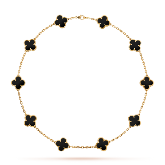 [baslovejewels]CLOVER 10 MOTIFS ONYX NECKLACE