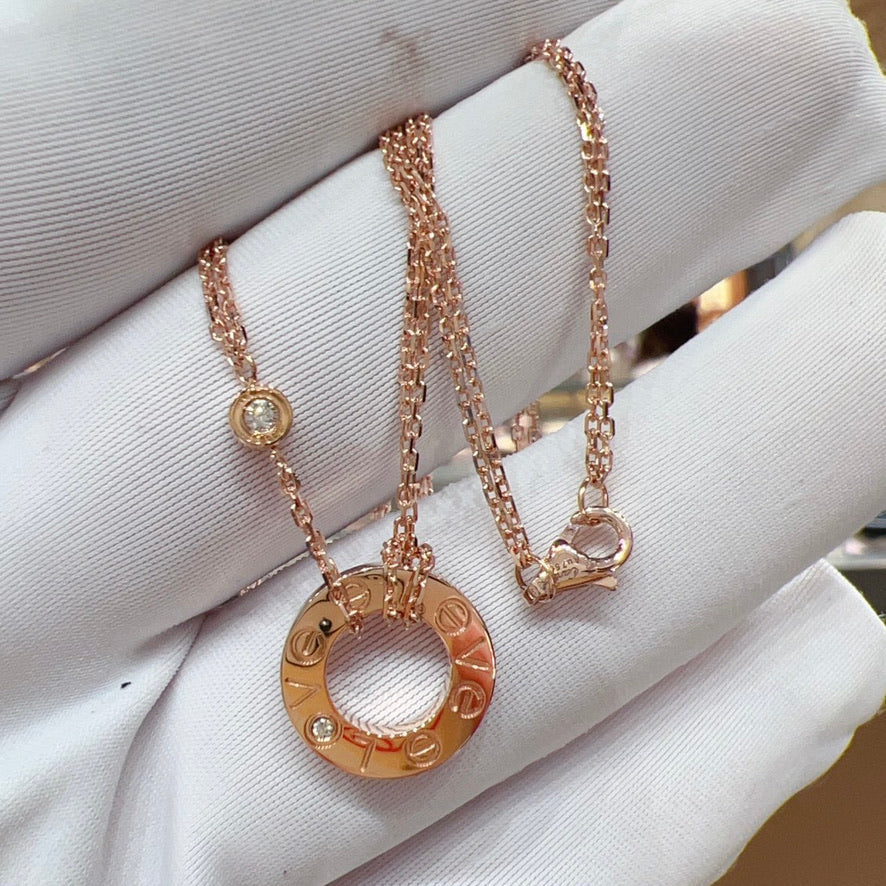 [baslovejewels]LOVE NECKLACE 16MM 2 DIAMONDS