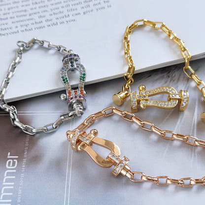 [baslovejewels]FORCE LARGE HORSESHOE CLASP  METAL BRACELET