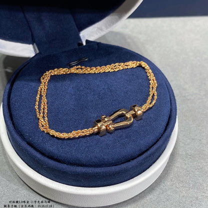 [baslovejewels]FORCE SMALL HORSESHOE  DIAMOND CHAIN ROPE BRACELET