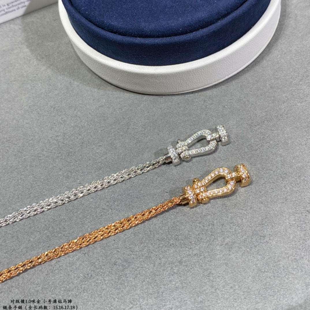 [baslovejewels]FORCE SMALL HORSESHOE  DIAMOND CHAIN ROPE BRACELET