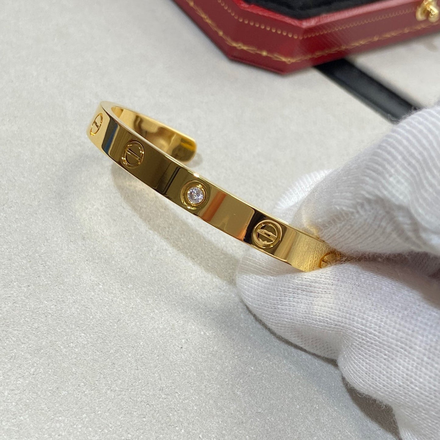 [baslovejewels]LOVE BRACELET 6.1MM 1 DIAMOND OPEN CUFF