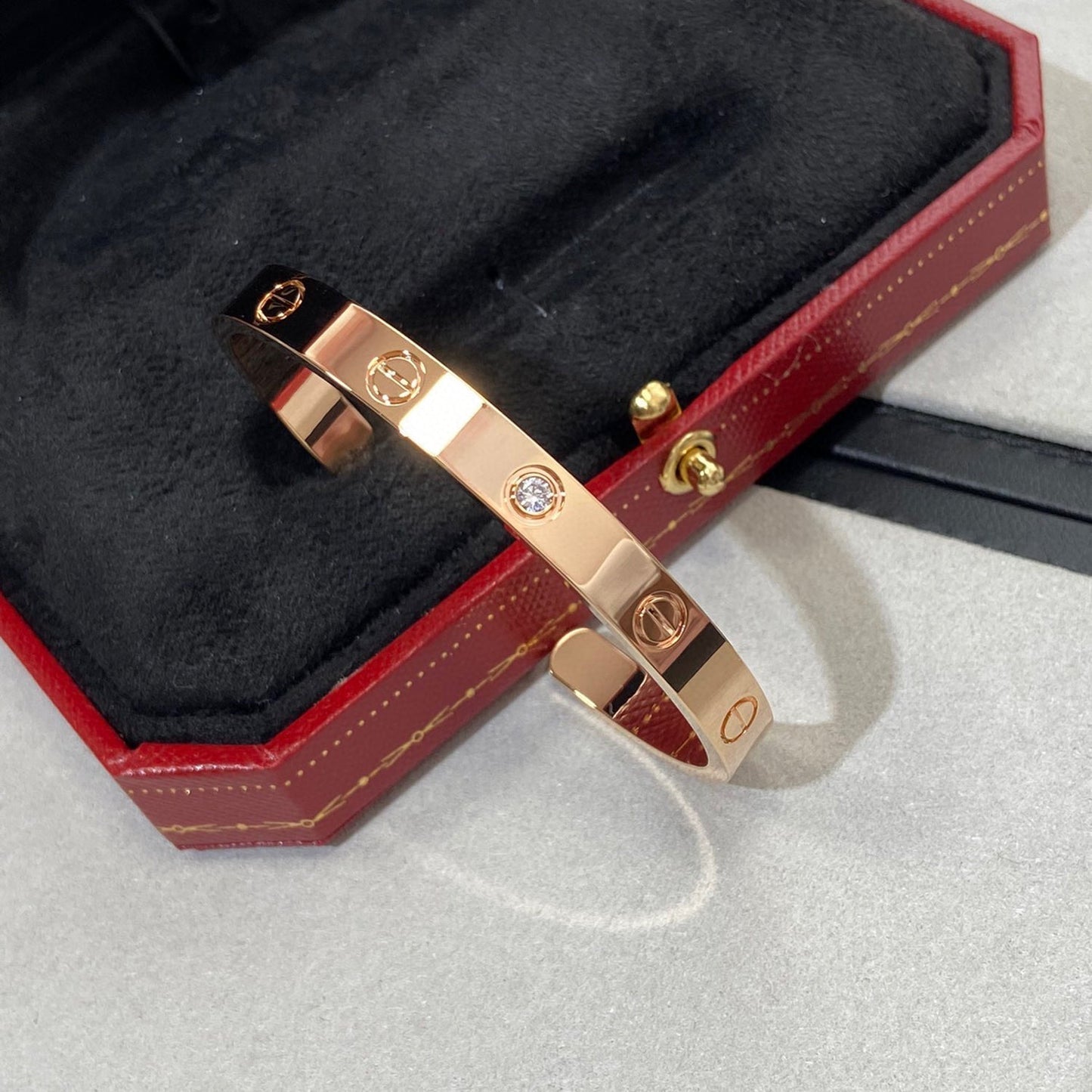 [baslovejewels]LOVE BRACELET 6.1MM 1 DIAMOND OPEN CUFF