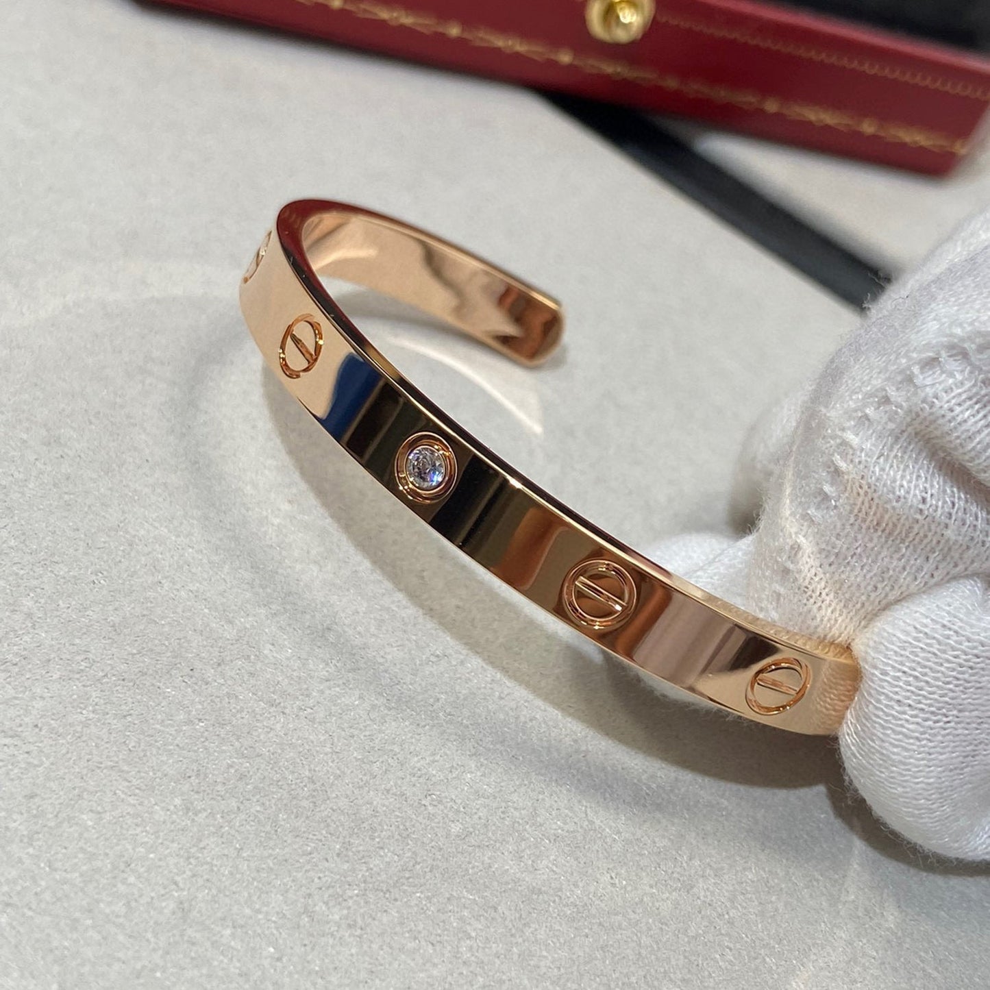 [baslovejewels]LOVE BRACELET 6.1MM 1 DIAMOND OPEN CUFF