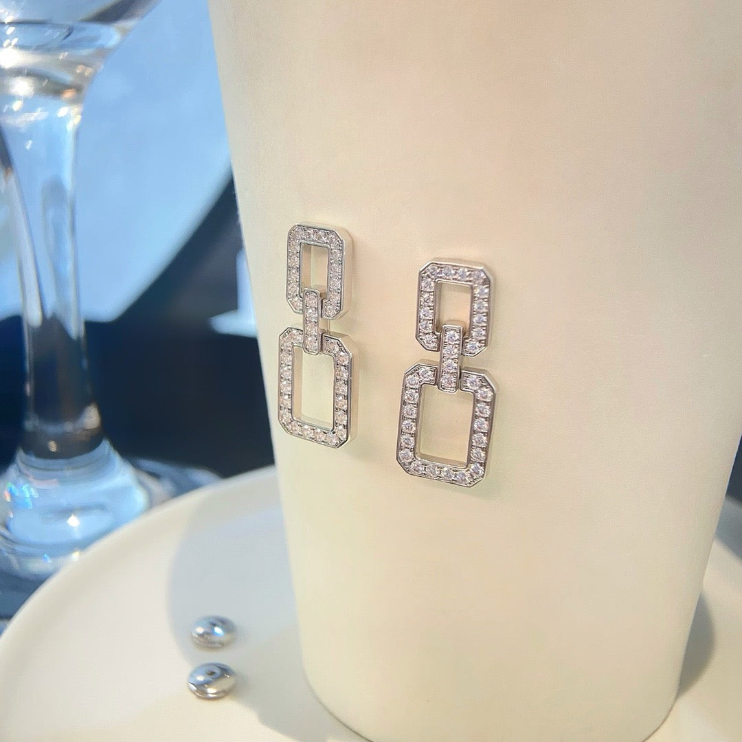 [baslovejewels]LINKS MEDIUM EARRINGS DIAMOND