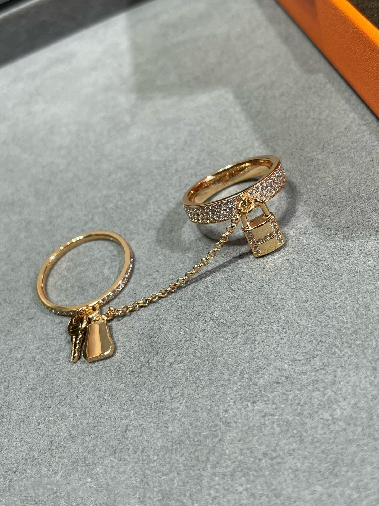 [baslovejewels]HM KELLY CLOCHETTE DOUBLE RING IN  WITH DIAMONDS