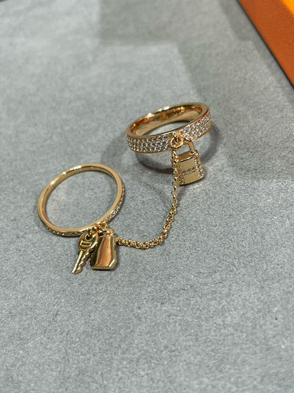 [baslovejewels]HM KELLY CLOCHETTE DOUBLE RING IN  WITH DIAMONDS