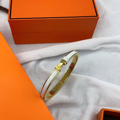 [baslovejewels]CLASSIC HM CLIC WHITE 8MM ENAMEL BRACELET