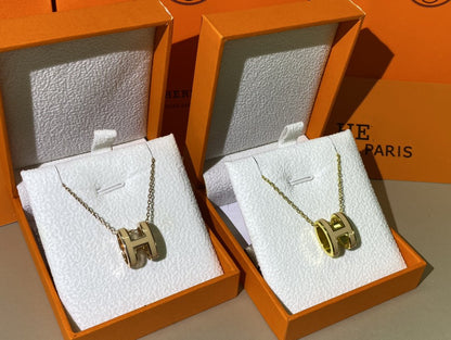 [baslovejewels]HM CLIC YELLOW ENAMEL GOLD NECKLACE