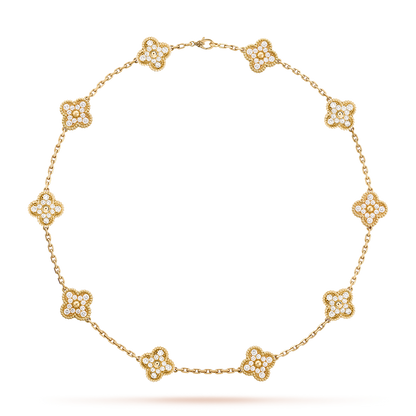 [baslovejewels]CLOVER 10 MOTIFS DIAMOND NECKLACE