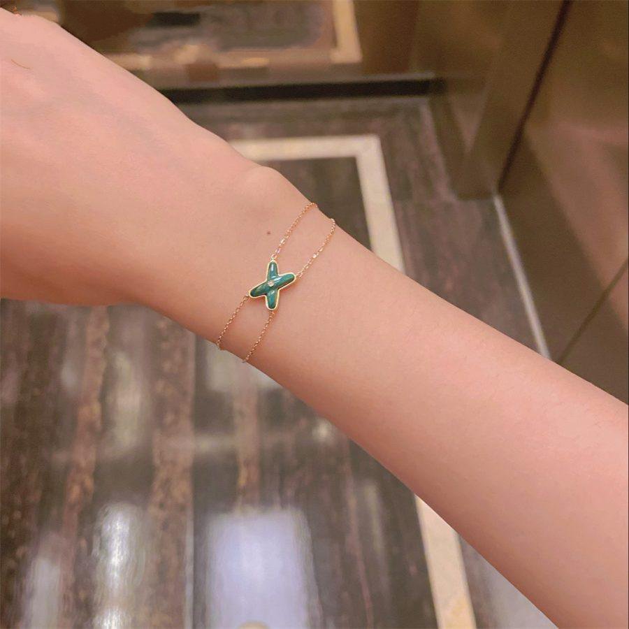 [baslovejewels]JEUX BRACELET MALACHITE PINK GOLD 1 DIAMOND