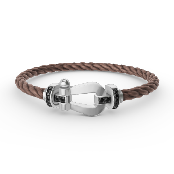 [baslovejewels]FORCE LARGE HORSESHOE BLACK DIAMOND BRACELET SILVER