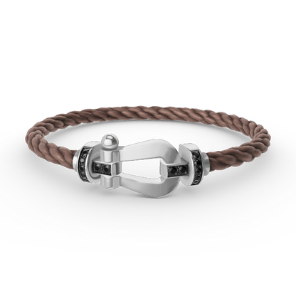 [baslovejewels]FORCE LARGE HORSESHOE BLACK DIAMOND BRACELET SILVER