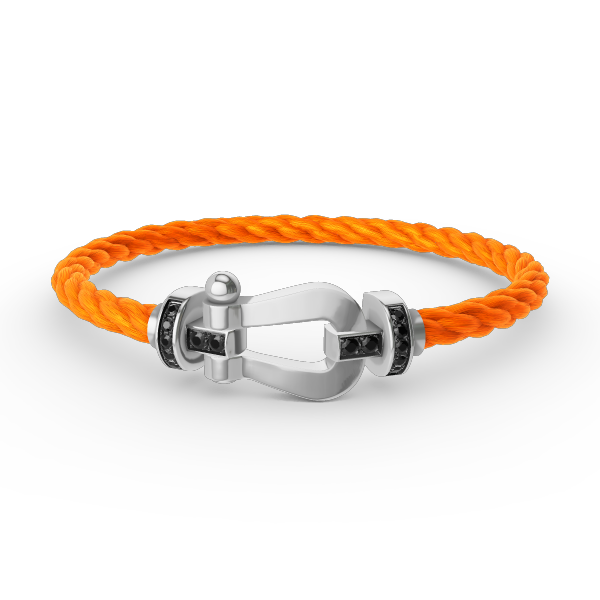 [baslovejewels]FORCE LARGE HORSESHOE BLACK DIAMOND BRACELET SILVER