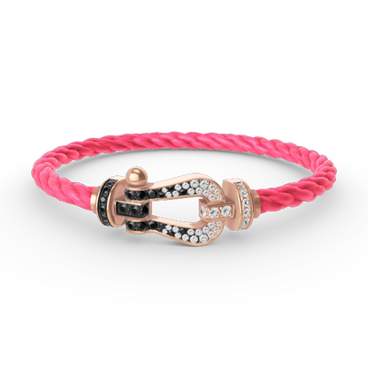 [baslovejewels]FORCE LARGE HORSESHOE BLACK WHITE DIAMOND BRACELET ROSE GOLD