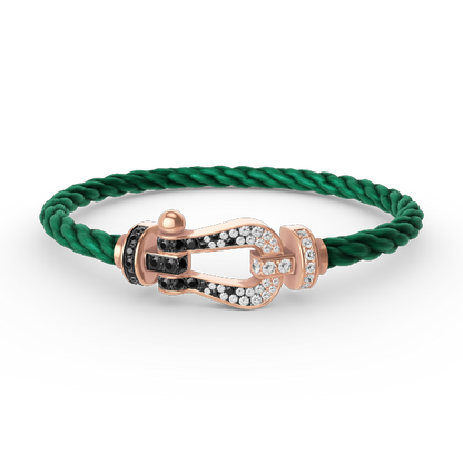 [baslovejewels]FORCE LARGE HORSESHOE BLACK WHITE DIAMOND BRACELET ROSE GOLD